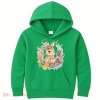 Cute Springtime Floral Baby Bunny Rabbit Kids Hoodie thumb 0