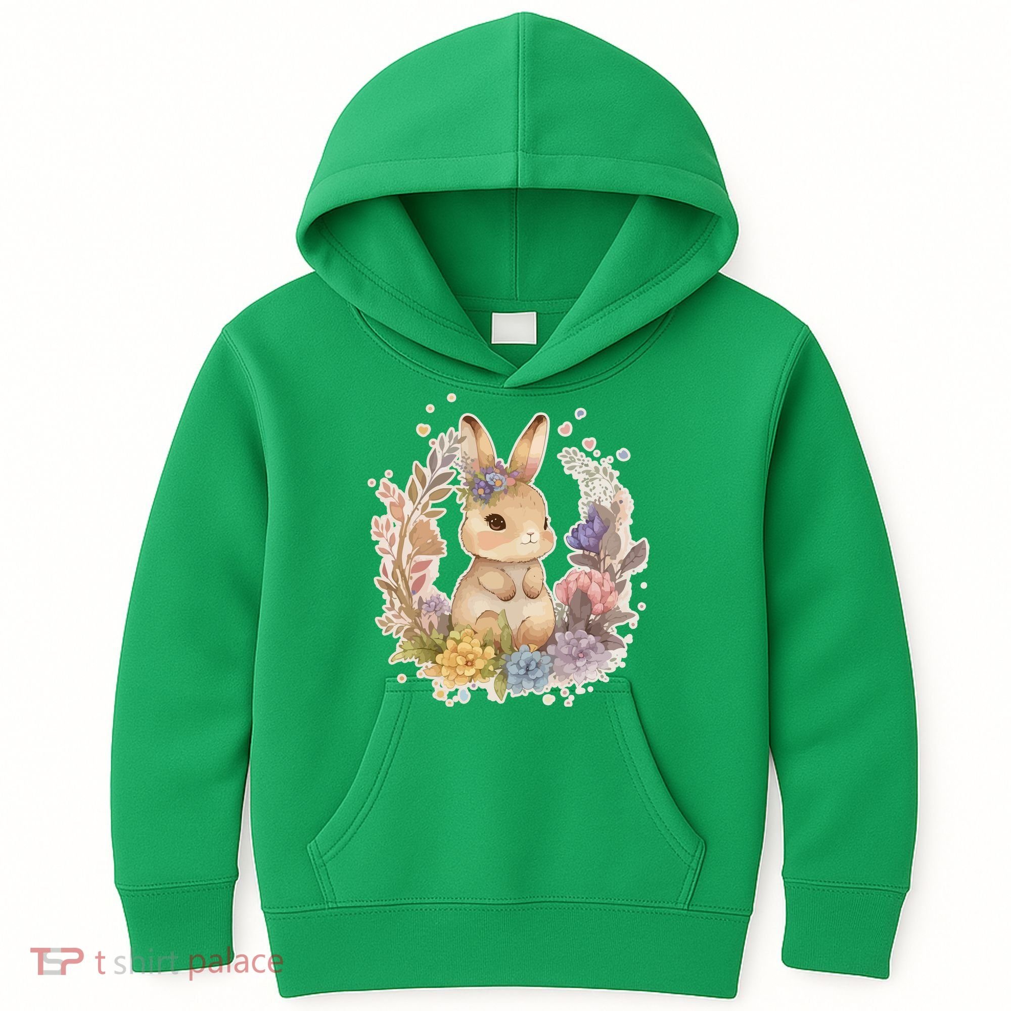 Cute Springtime Floral Baby Bunny Rabbit Kids Hoodie