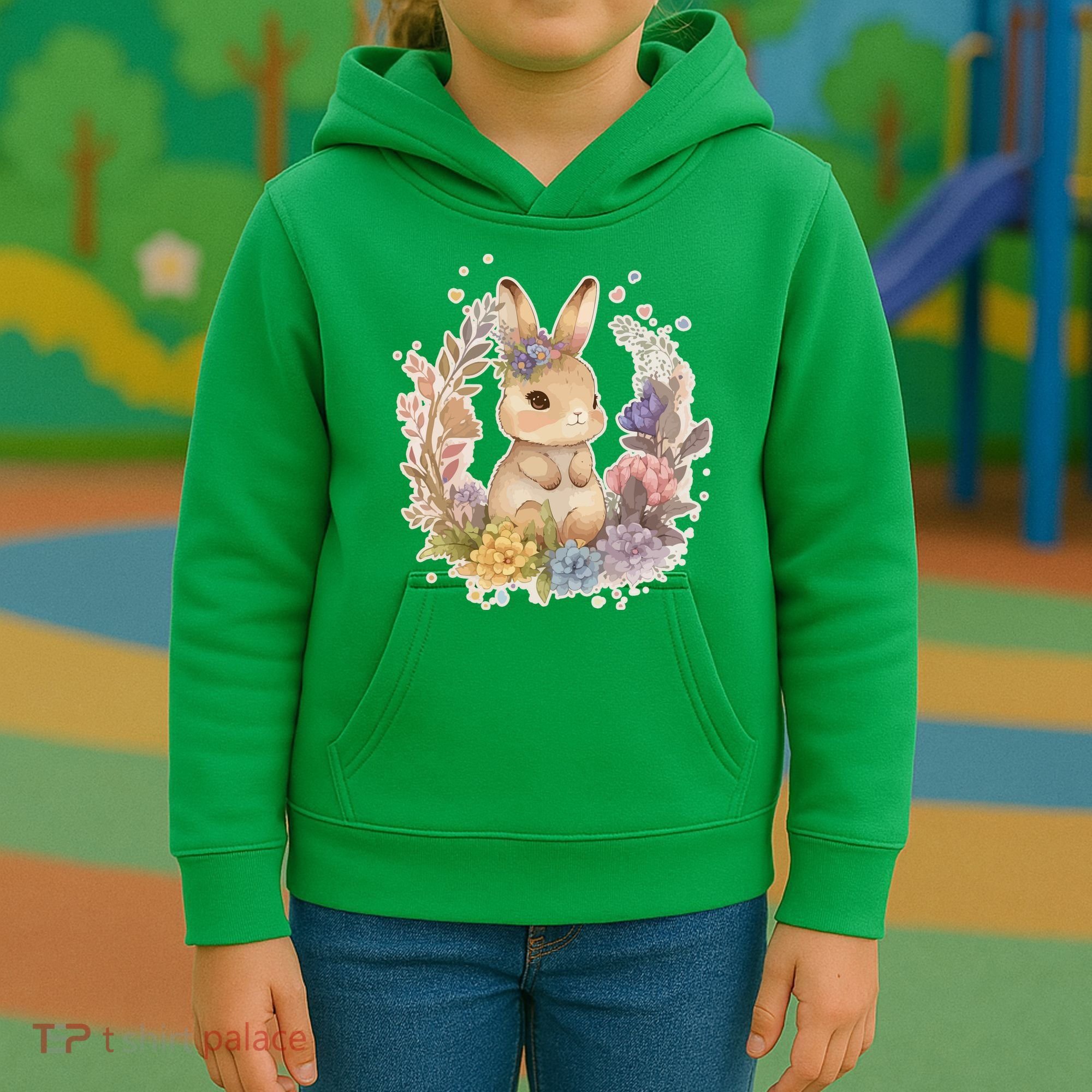 Cute Springtime Floral Baby Bunny Rabbit Kids Hoodie