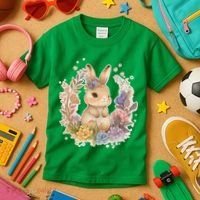 Cute Springtime Floral Baby Bunny Rabbit Kids T-Shirt thumb 3