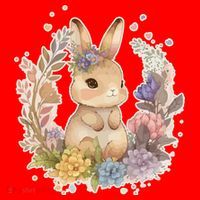 Cute Springtime Floral Baby Bunny Rabbit Santa Hat thumb 1