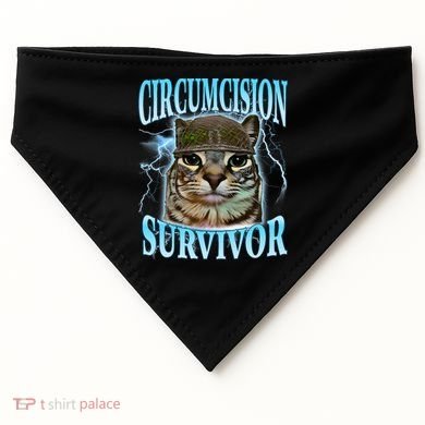 Circumcision Survivor Funny Oddly Specific Cat Meme Cats USA-Made Doggie Bandana