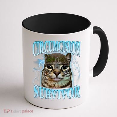 Circumcision Survivor Funny Oddly Specific Cat Meme Cats Coffee Mug back