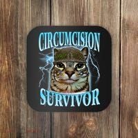Circumcision Survivor Funny Oddly Specific Cat Meme Cats Coaster thumb 0