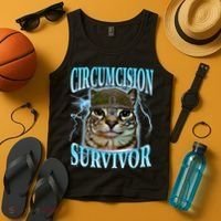 Circumcision Survivor Funny Oddly Specific Cat Meme Cats Tank Top thumb 4