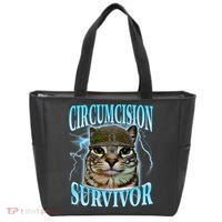 Circumcision Survivor Funny Oddly Specific Cat Meme Cats Tote Bag thumb 0