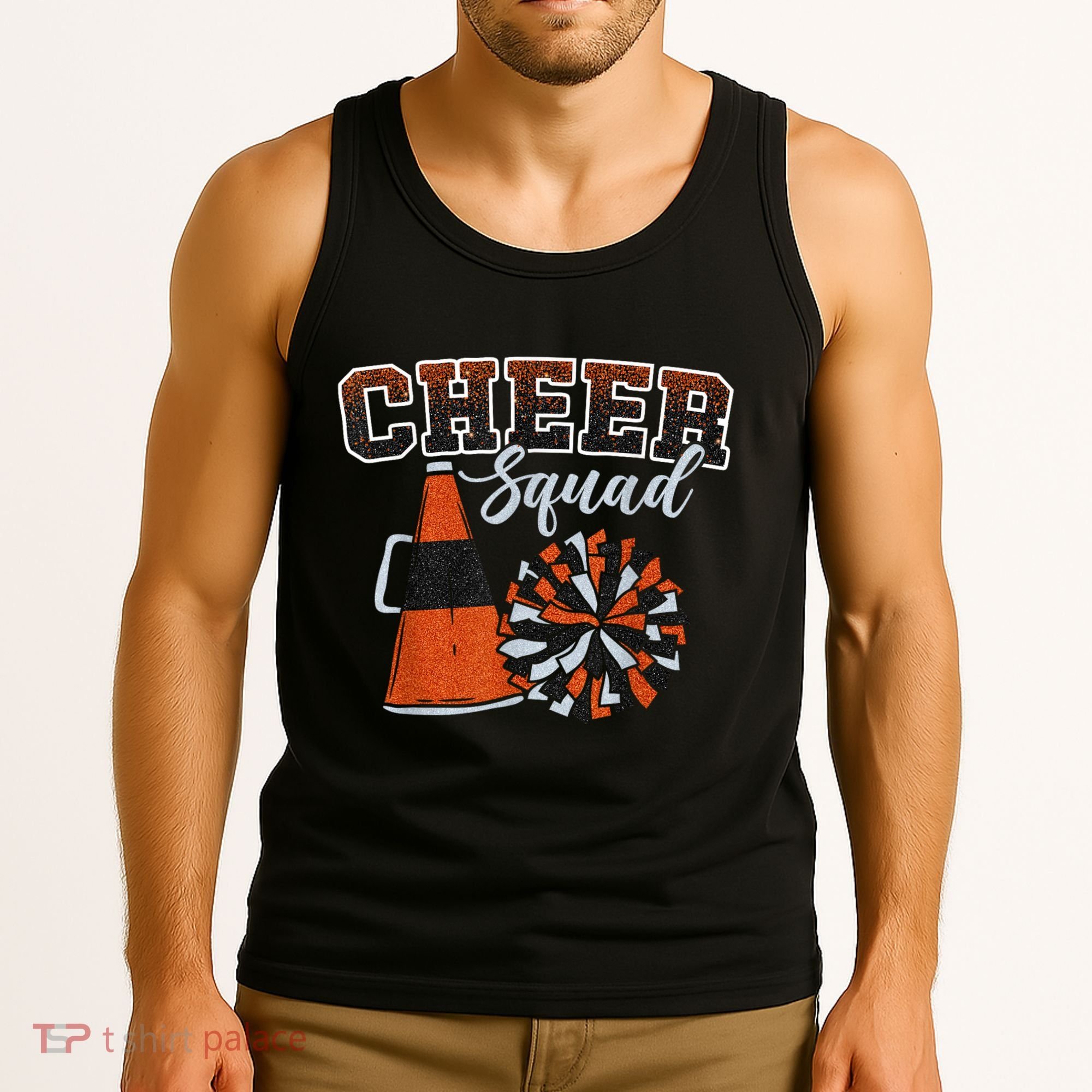 Cheer Squad Funny Cheerleader Cheerleading Orange Tank Top