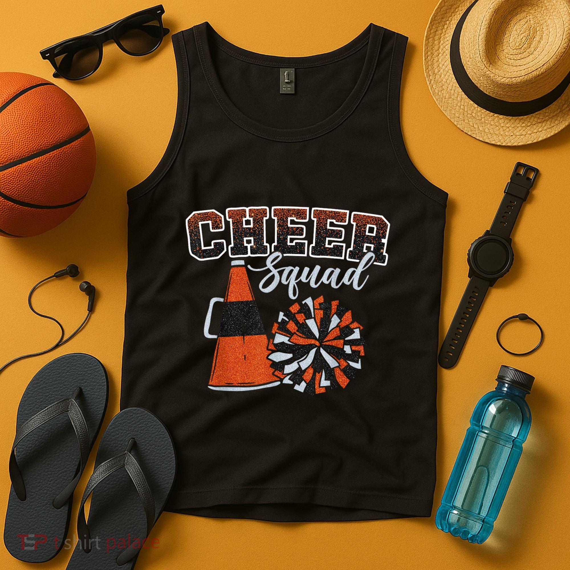 Cheer Squad Funny Cheerleader Cheerleading Orange Tank Top