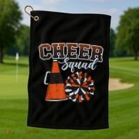 Cheer Squad Funny Cheerleader Cheerleading Orange Golf Towel thumb 1