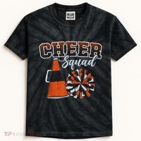 Cheer Squad Funny Cheerleader Cheerleading Orange Kids Tie-Dye T-Shirt thumb 0