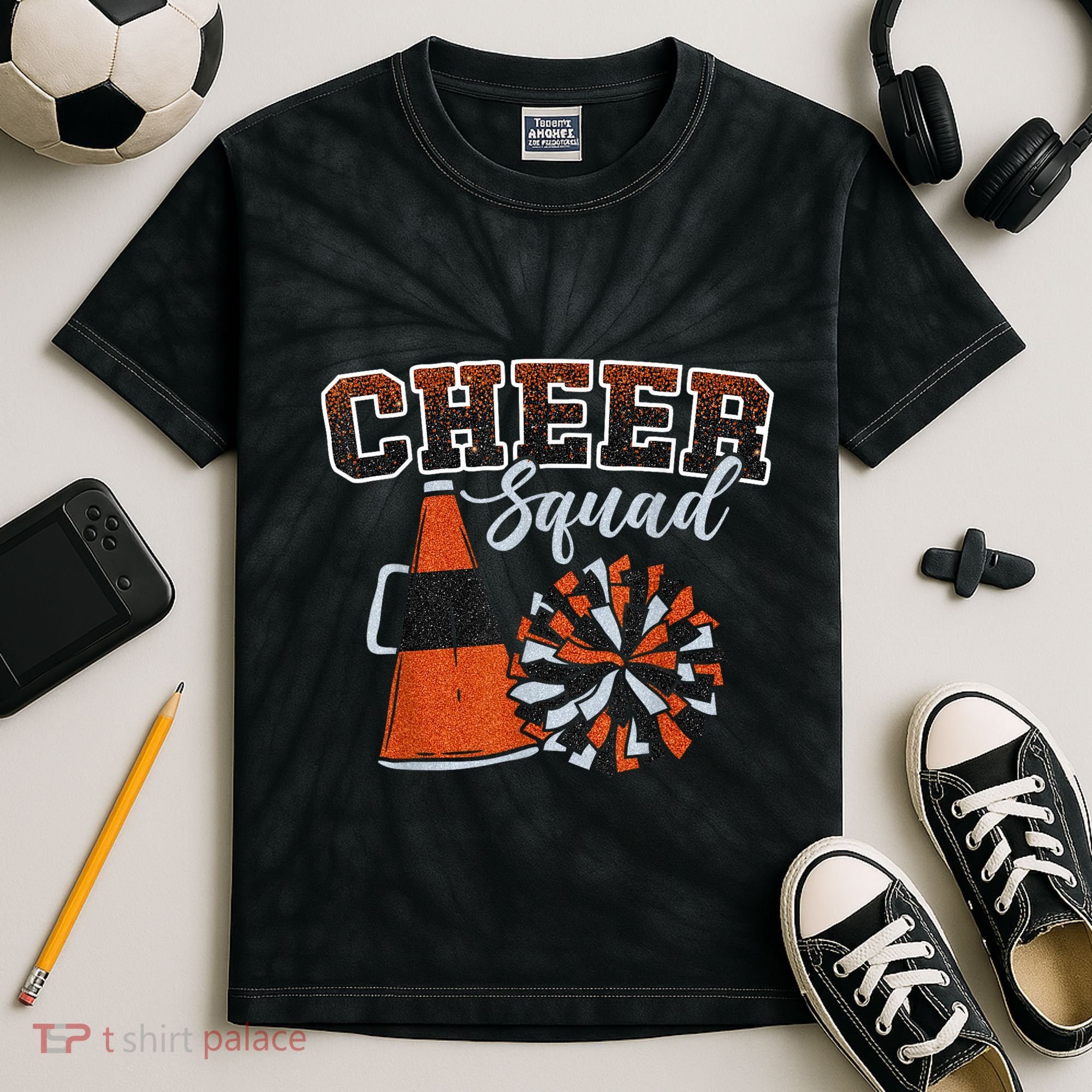 Cheer Squad Funny Cheerleader Cheerleading Orange Kids Tie-Dye T-Shirt