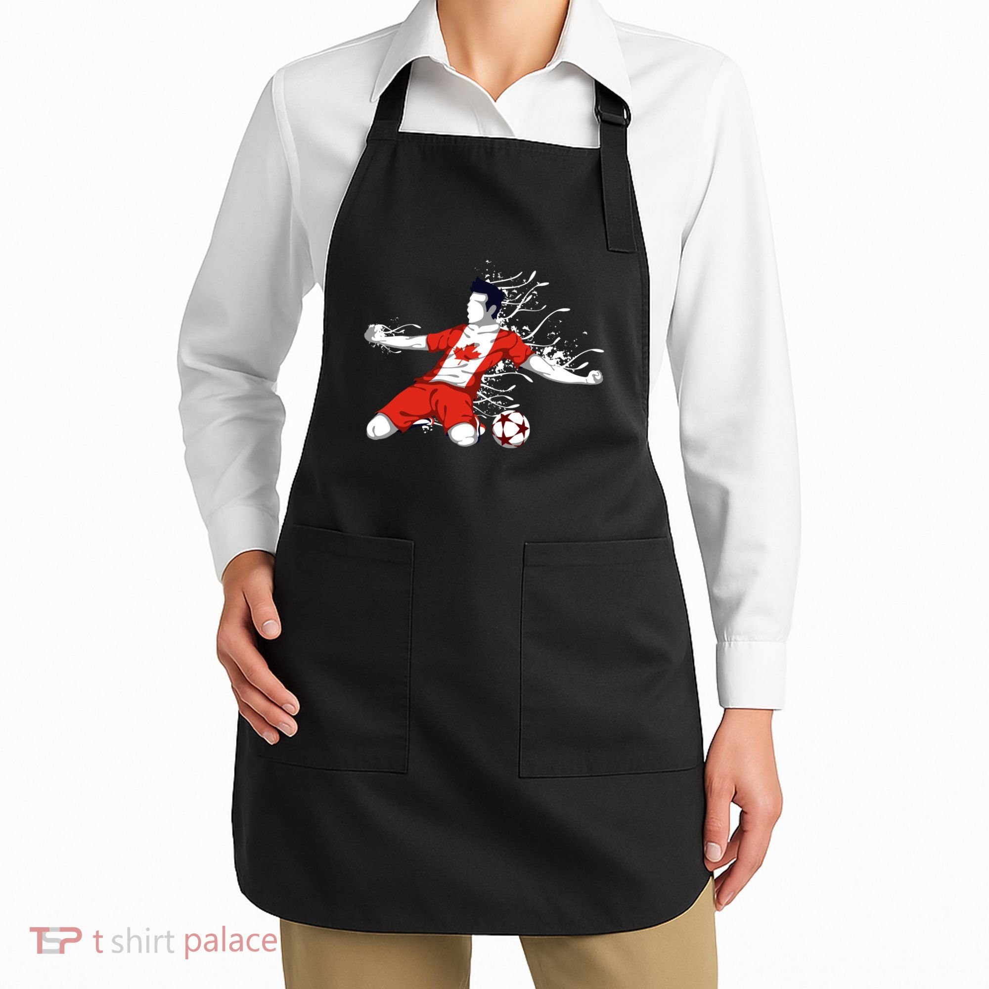 Canada Soccer Fans Jersey Canadian Flag Football Lovers Art Apron