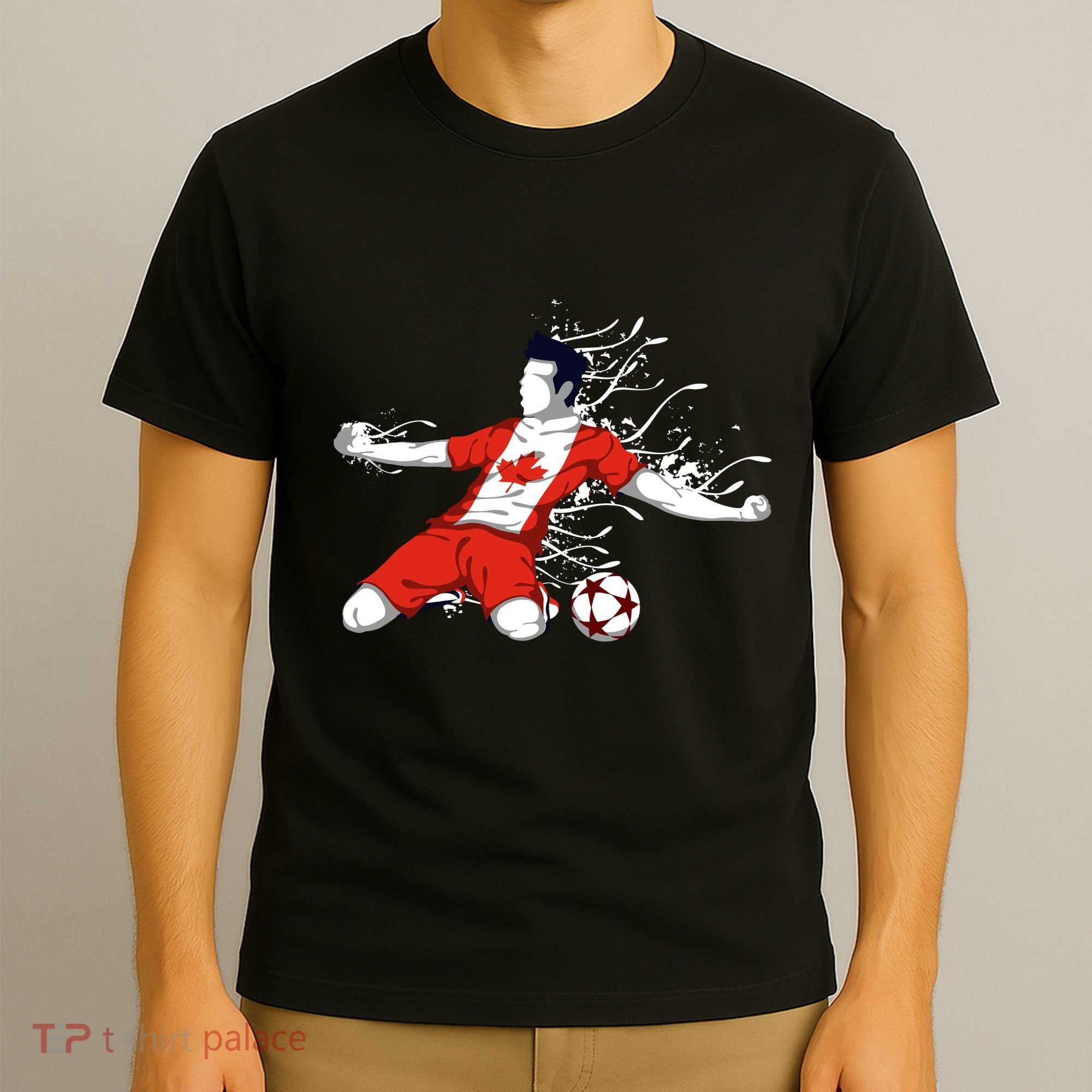Canada Soccer Fans Jersey Canadian Flag Football Lovers Art T-Shirt