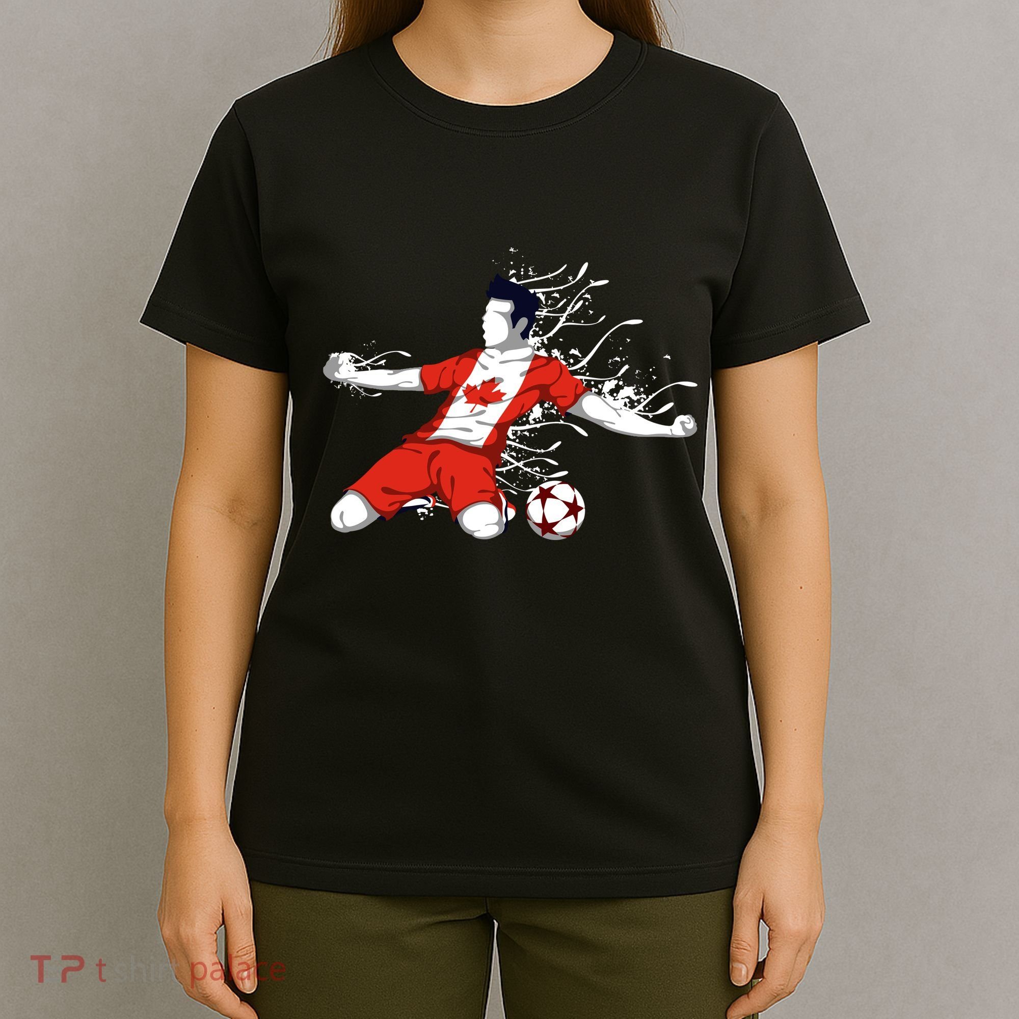 Canada Soccer Fans Jersey Canadian Flag Football Lovers Art T-Shirt