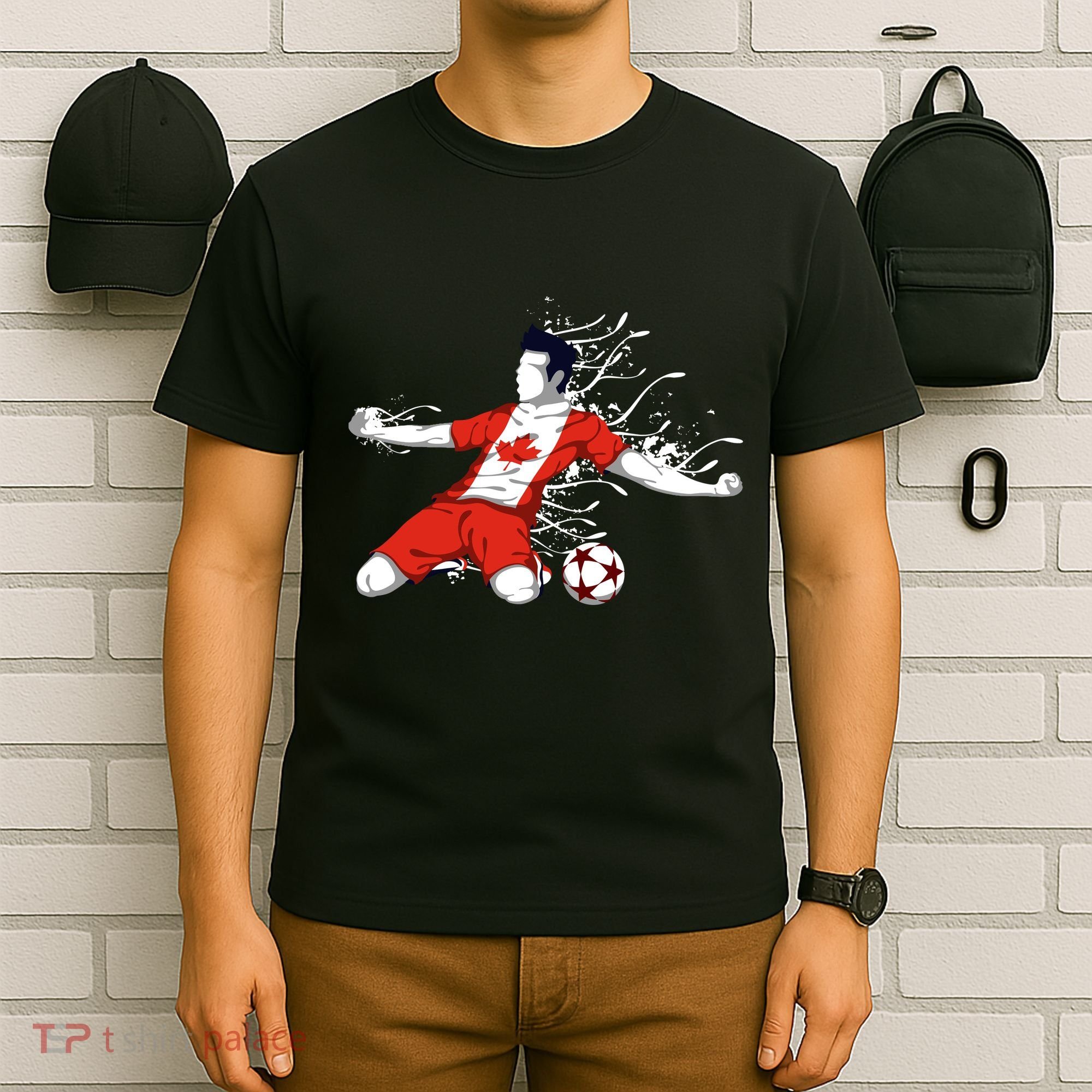 Canada Soccer Fans Jersey Canadian Flag Football Lovers Art T-Shirt
