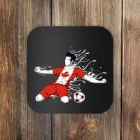 Canada Soccer Fans Jersey Canadian Flag Football Lovers Art Coaster thumb 0
