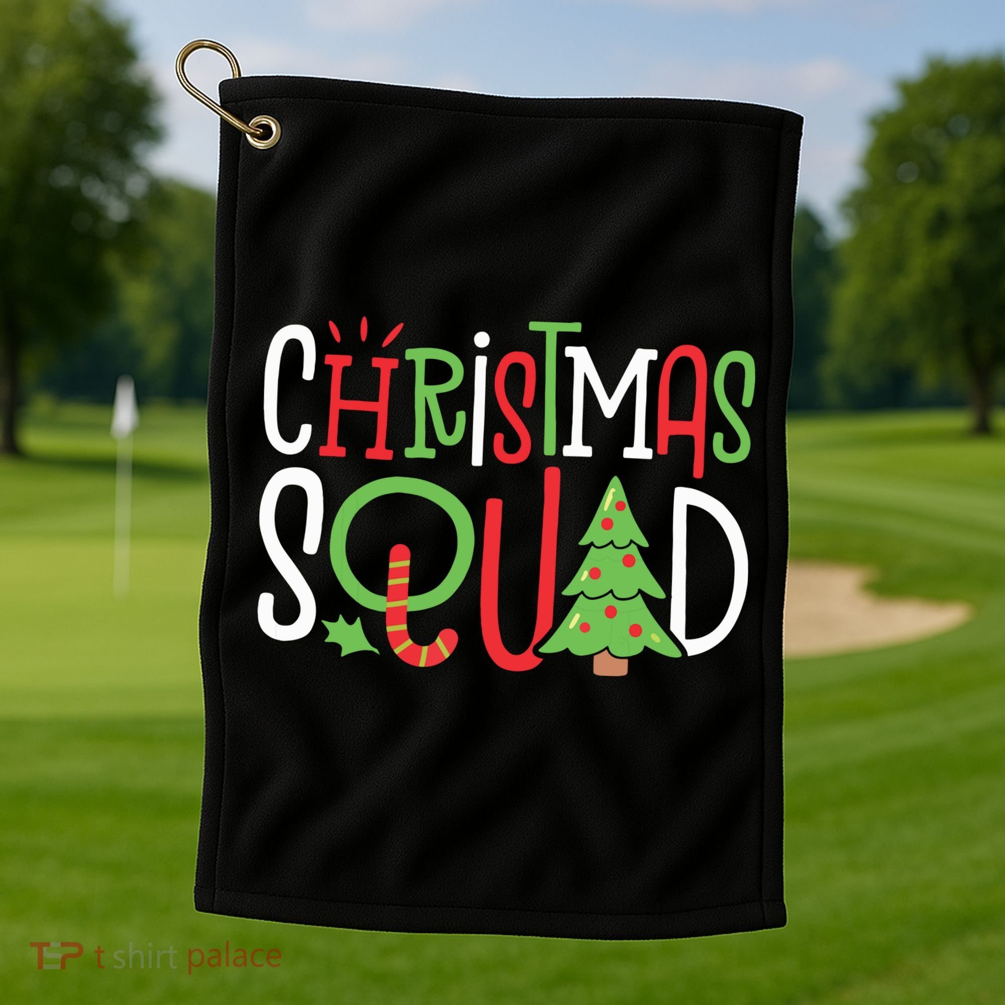 Christmas Squad Funny Xmas Tree Family Matching Pajamas Boy Golf Towel