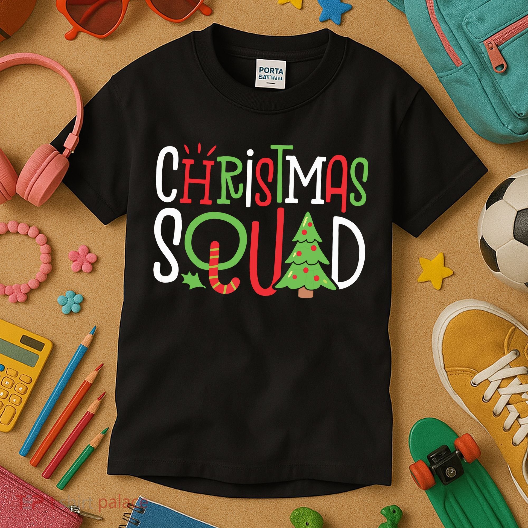 Christmas Squad Funny Xmas Tree Family Matching Pajamas Boy Kids T-Shirt