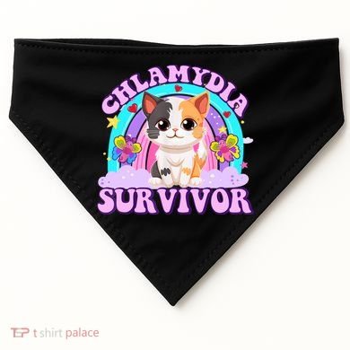 Chlamydia Survivor Funny Cat Sarcastic Inappropriate USA-Made Doggie Bandana