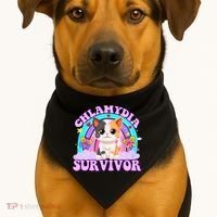 Chlamydia Survivor Funny Cat Sarcastic Inappropriate USA-Made Doggie Bandana thumb 1