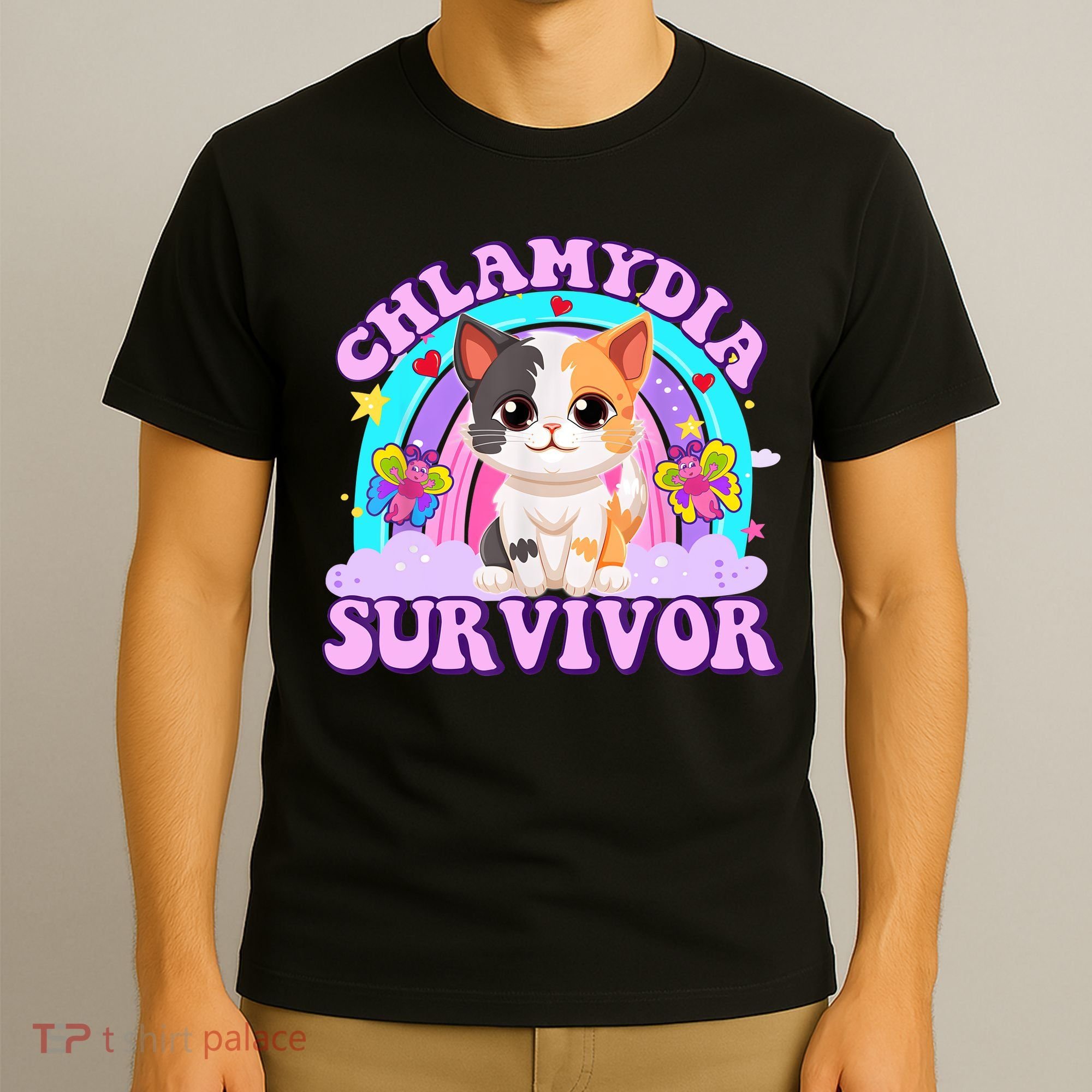 Chlamydia Survivor Funny Cat Sarcastic Inappropriate T-Shirt