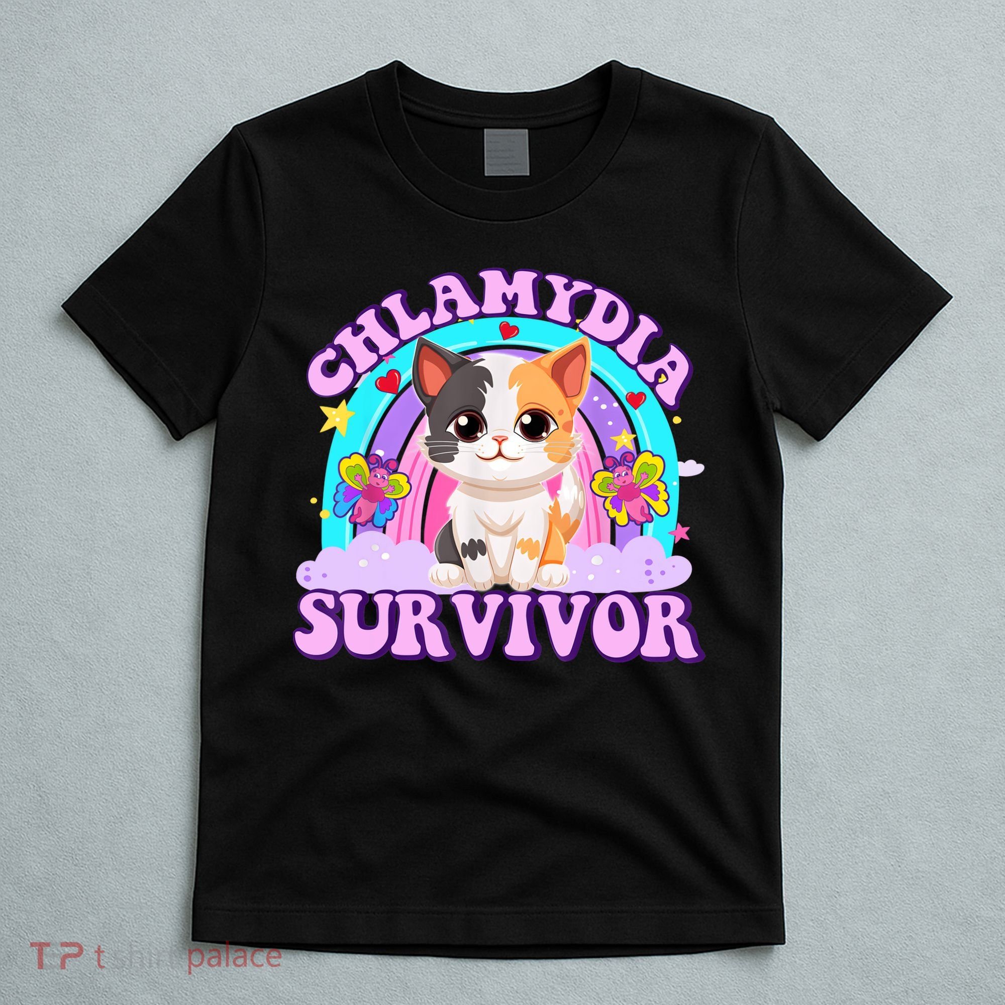 Chlamydia Survivor Funny Cat Sarcastic Inappropriate T-Shirt