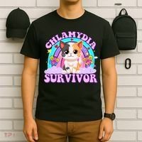 Chlamydia Survivor Funny Cat Sarcastic Inappropriate T-Shirt thumb 6