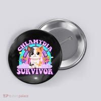 Chlamydia Survivor Funny Cat Sarcastic Inappropriate Button thumb 0