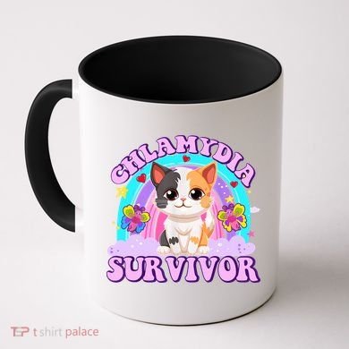 Chlamydia Survivor Funny Cat Sarcastic Inappropriate Coffee Mug