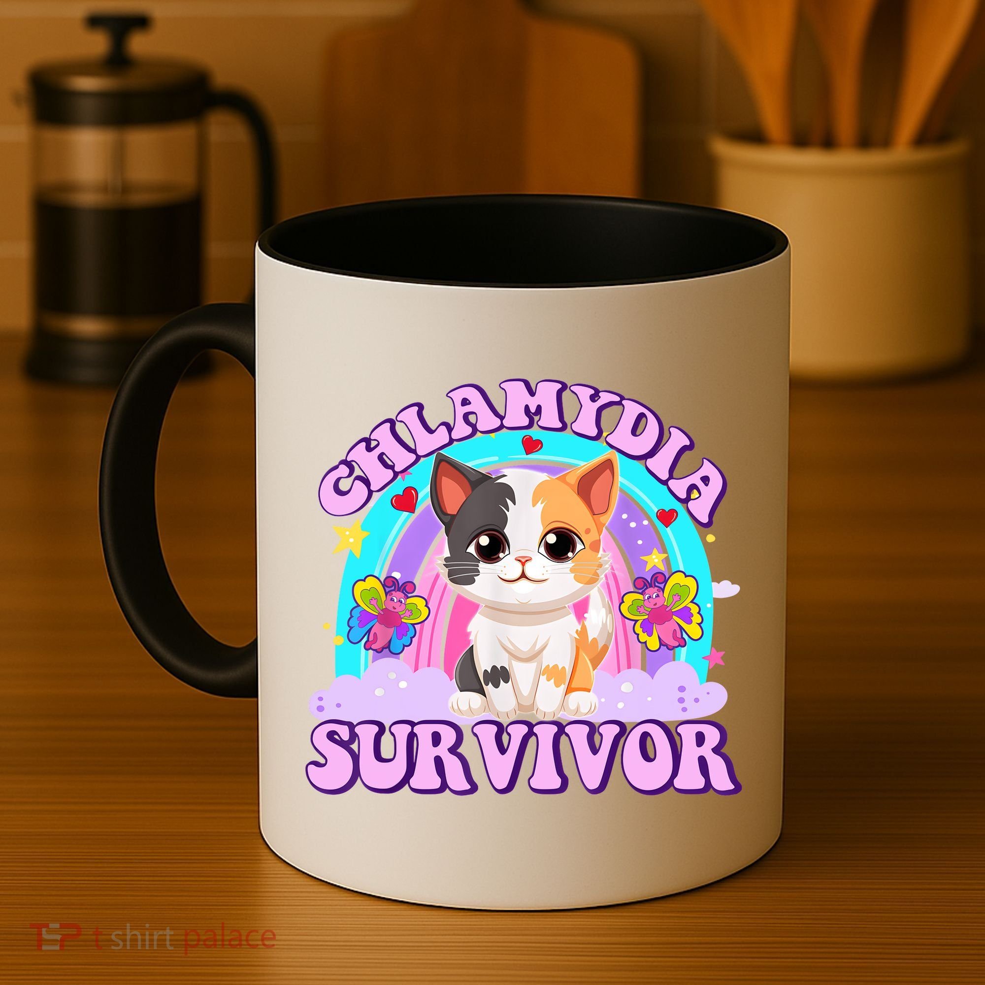 Chlamydia Survivor Funny Cat Sarcastic Inappropriate Coffee Mug