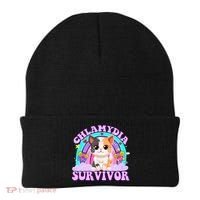 Chlamydia Survivor Funny Cat Sarcastic Inappropriate Beanie thumb 0