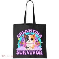Chlamydia Survivor Funny Cat Sarcastic Inappropriate Tote Bag thumb 0