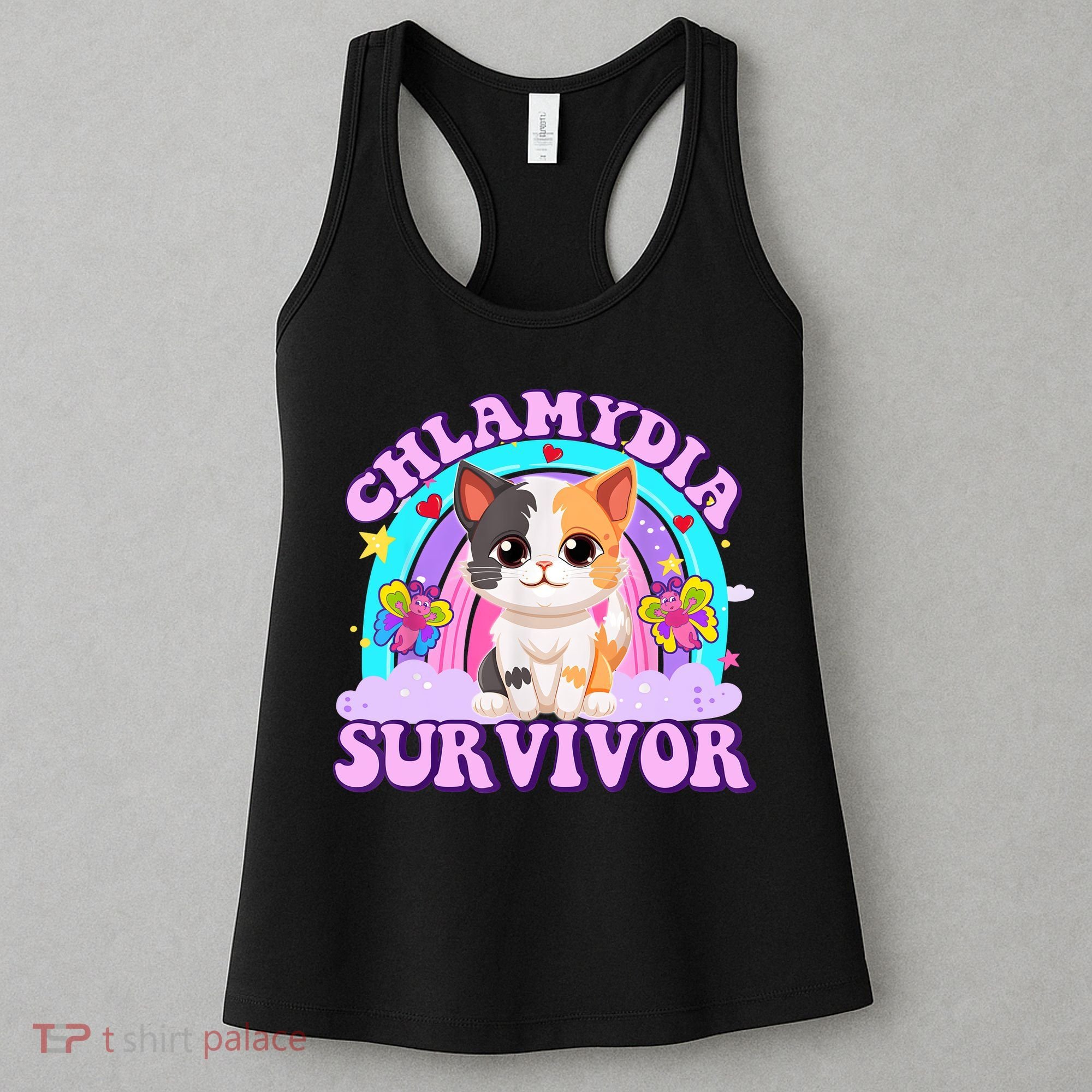 Chlamydia Survivor Funny Cat Sarcastic Inappropriate Women's Tank Top