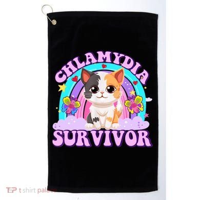 Chlamydia Survivor Funny Cat Sarcastic Inappropriate Golf Towel