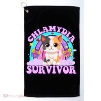 Chlamydia Survivor Funny Cat Sarcastic Inappropriate Golf Towel thumb 0