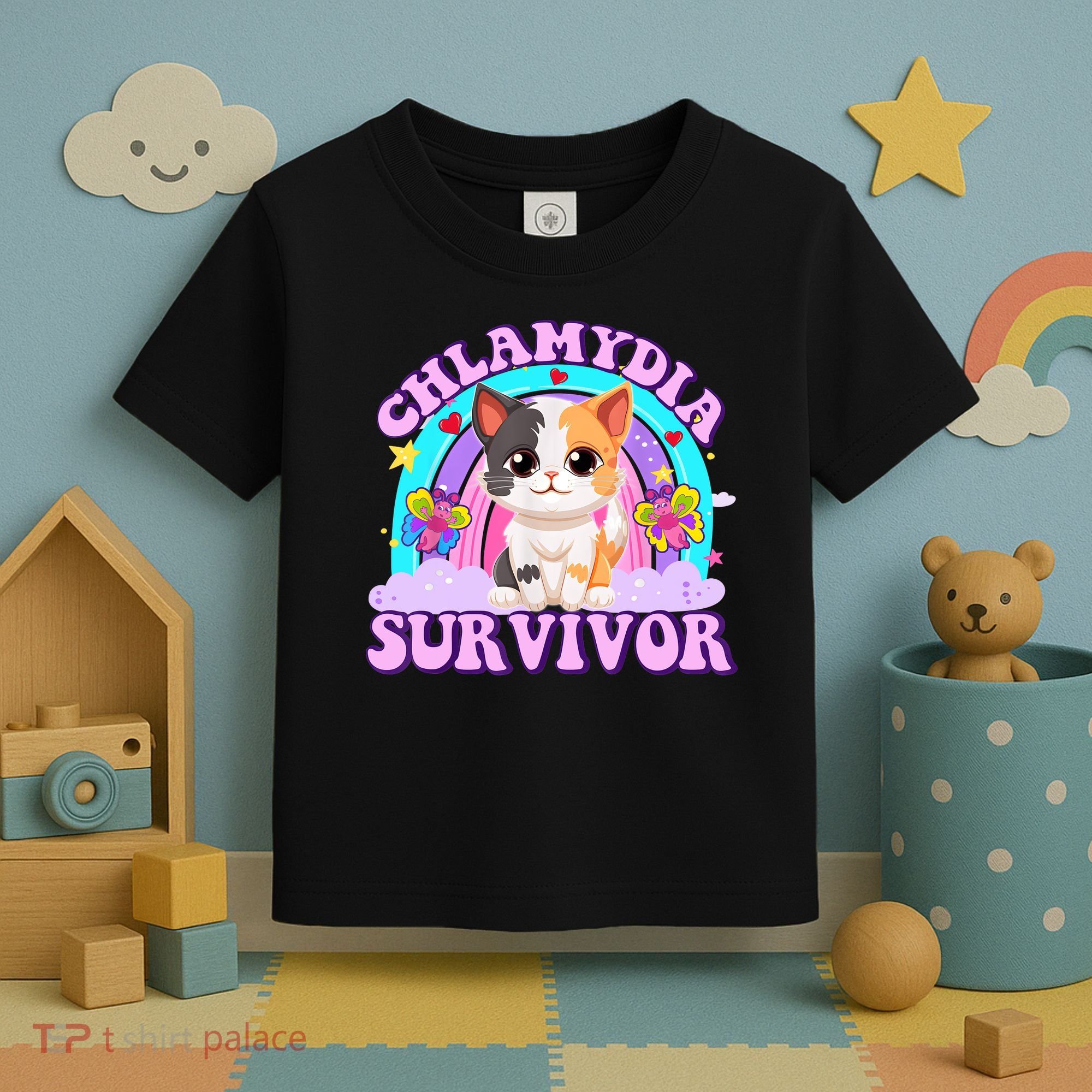 Chlamydia Survivor Funny Cat Sarcastic Inappropriate Toddler T-Shirt