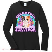 Chlamydia Survivor Funny Cat Sarcastic Inappropriate Women's Long Sleeve Shirt thumb 0