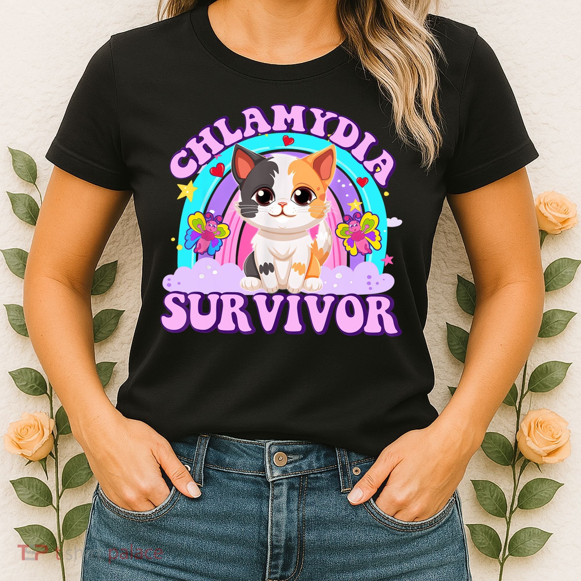 Chlamydia Survivor Funny Cat Sarcastic Inappropriate Women's T-Shirt