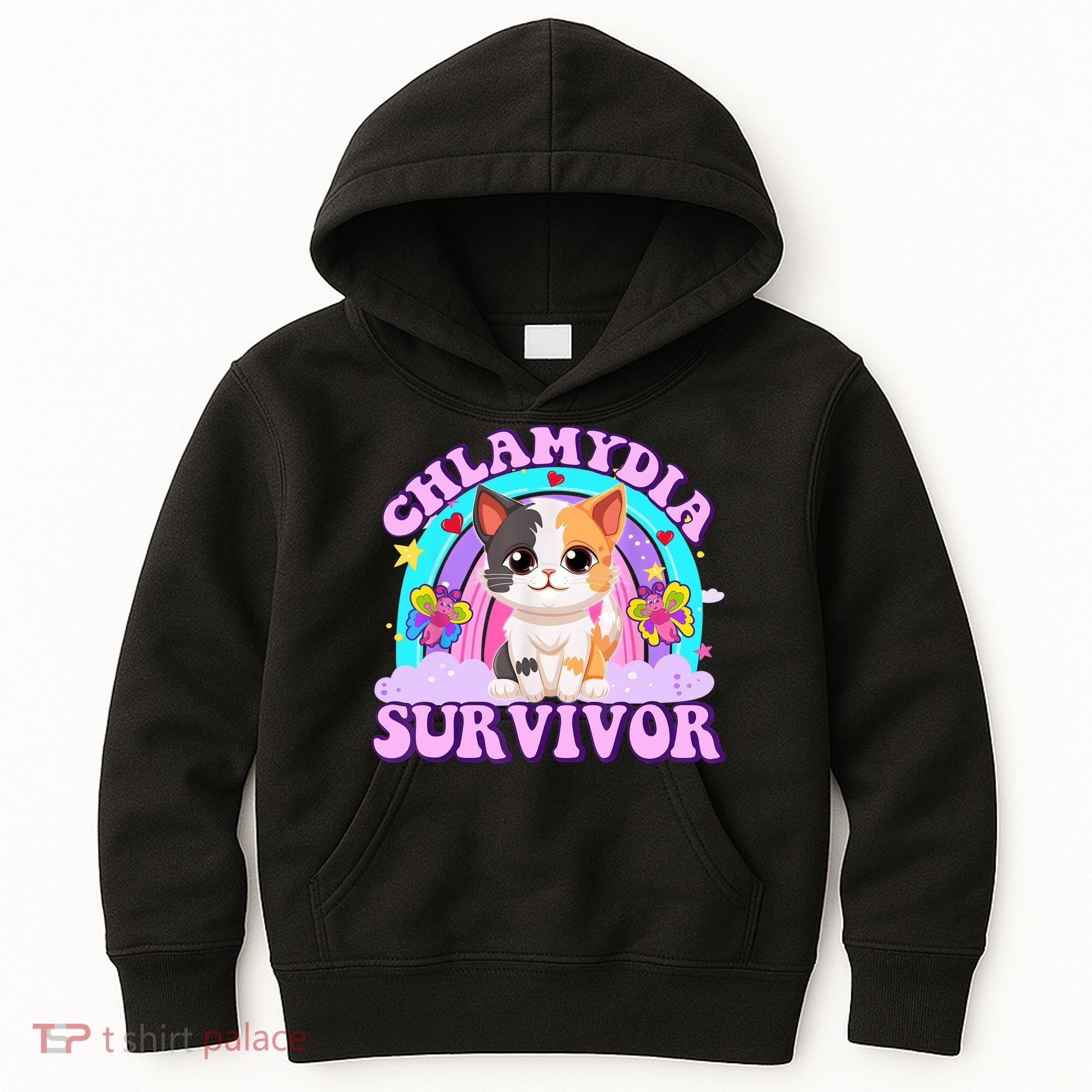 Chlamydia Survivor Funny Cat Sarcastic Inappropriate Kids Hoodie