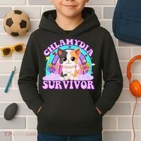 Chlamydia Survivor Funny Cat Sarcastic Inappropriate Kids Hoodie thumb 2