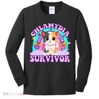 Chlamydia Survivor Funny Cat Sarcastic Inappropriate Kids Long Sleeve Shirt thumb 0