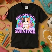 Chlamydia Survivor Funny Cat Sarcastic Inappropriate Kids T-Shirt thumb 3