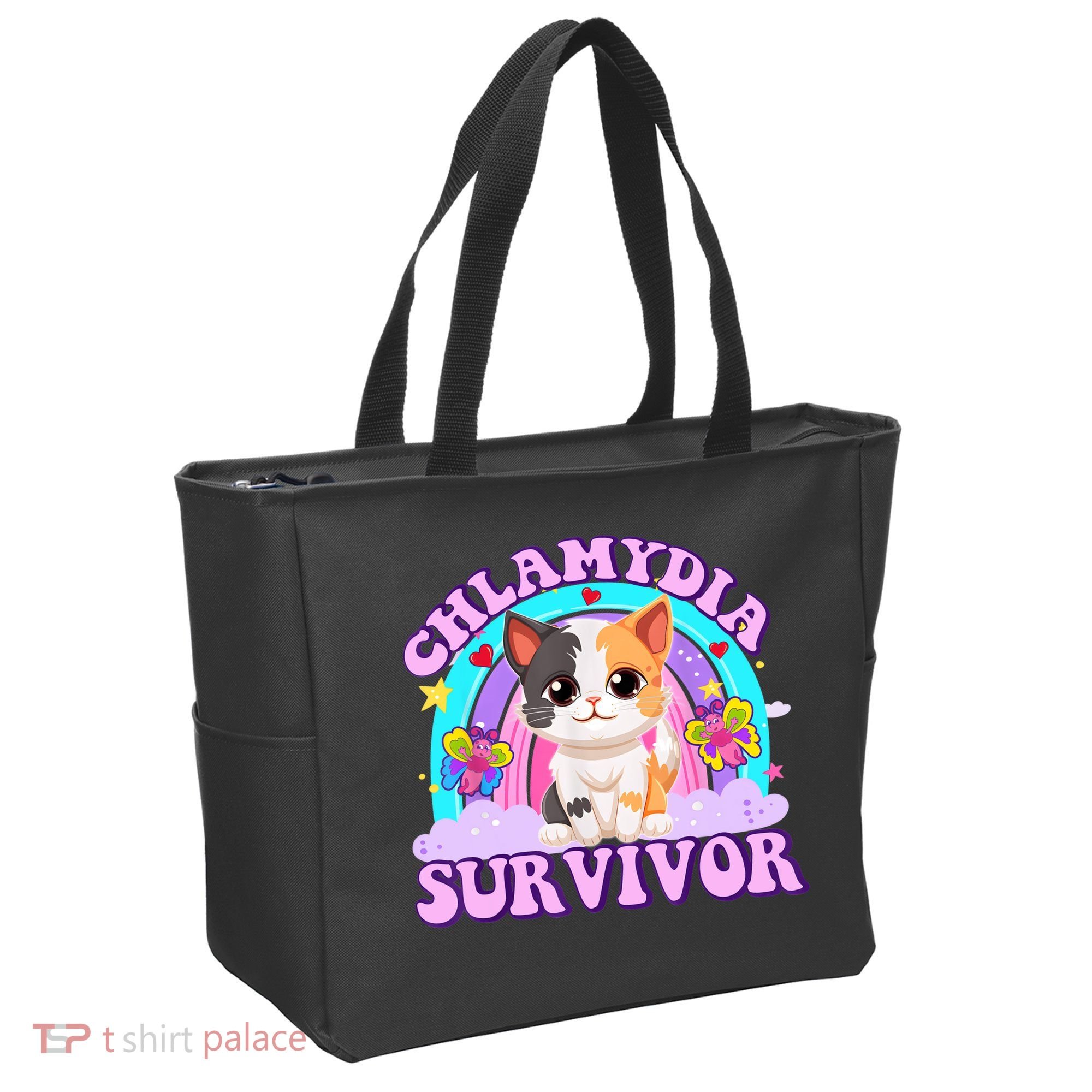 Chlamydia Survivor Funny Cat Sarcastic Inappropriate Tote Bag