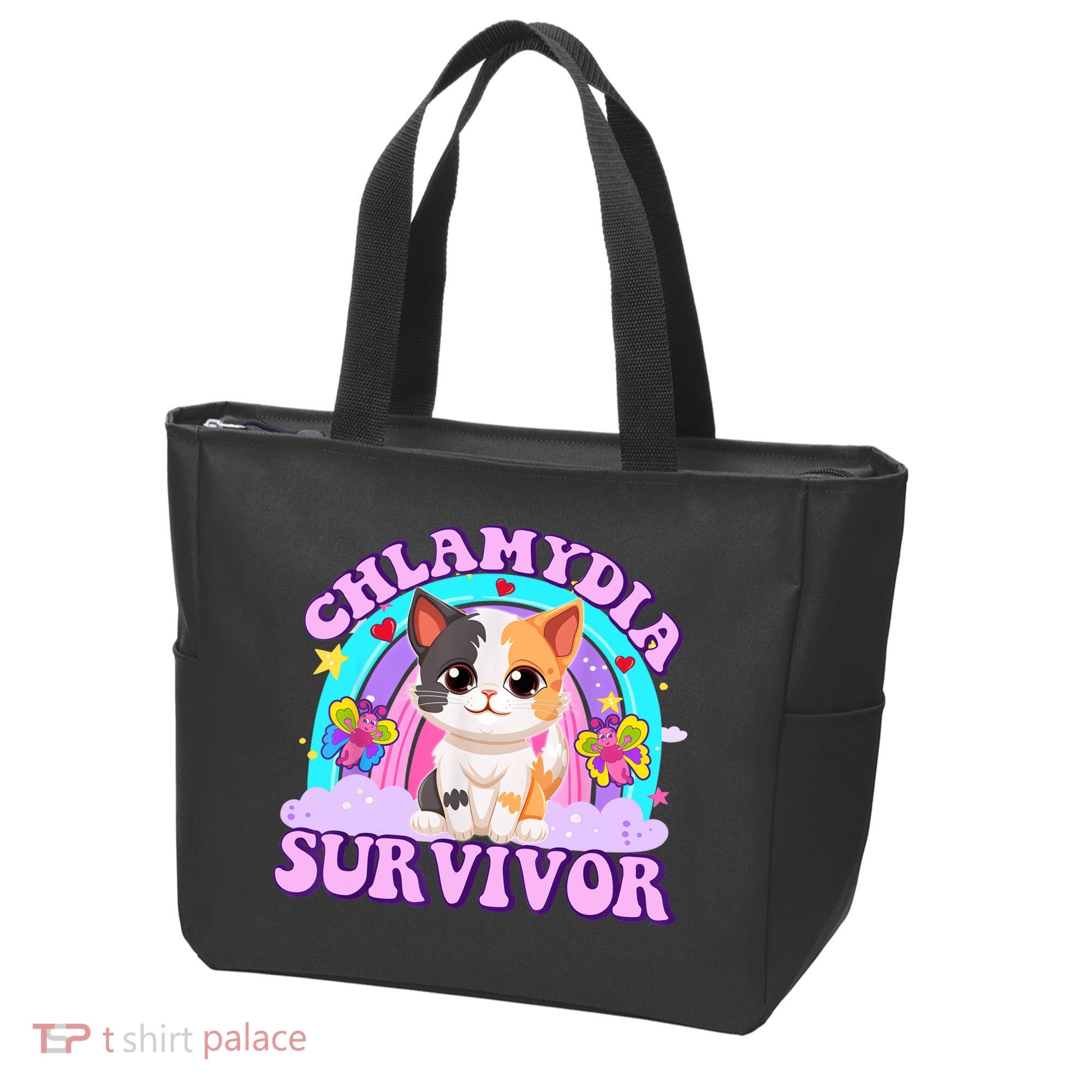 Chlamydia Survivor Funny Cat Sarcastic Inappropriate Tote Bag