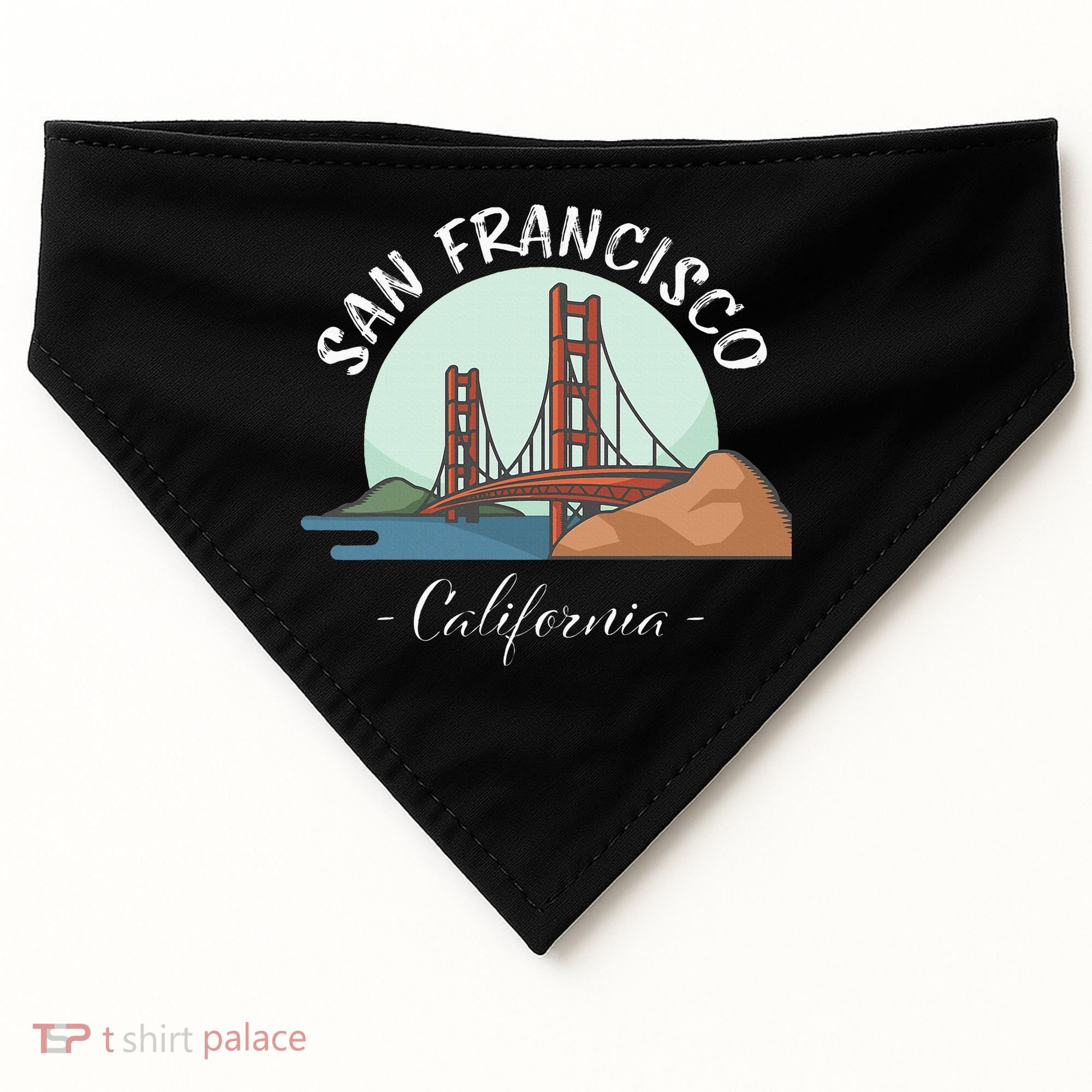 California San Francisco Gift Golden Gate Bridge Souvenir USA-Made Doggie Bandana
