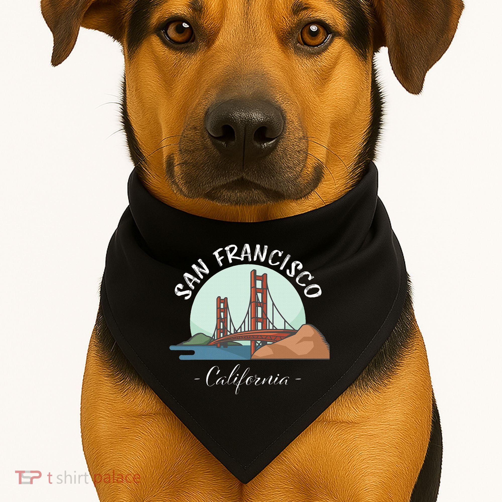California San Francisco Gift Golden Gate Bridge Souvenir USA-Made Doggie Bandana