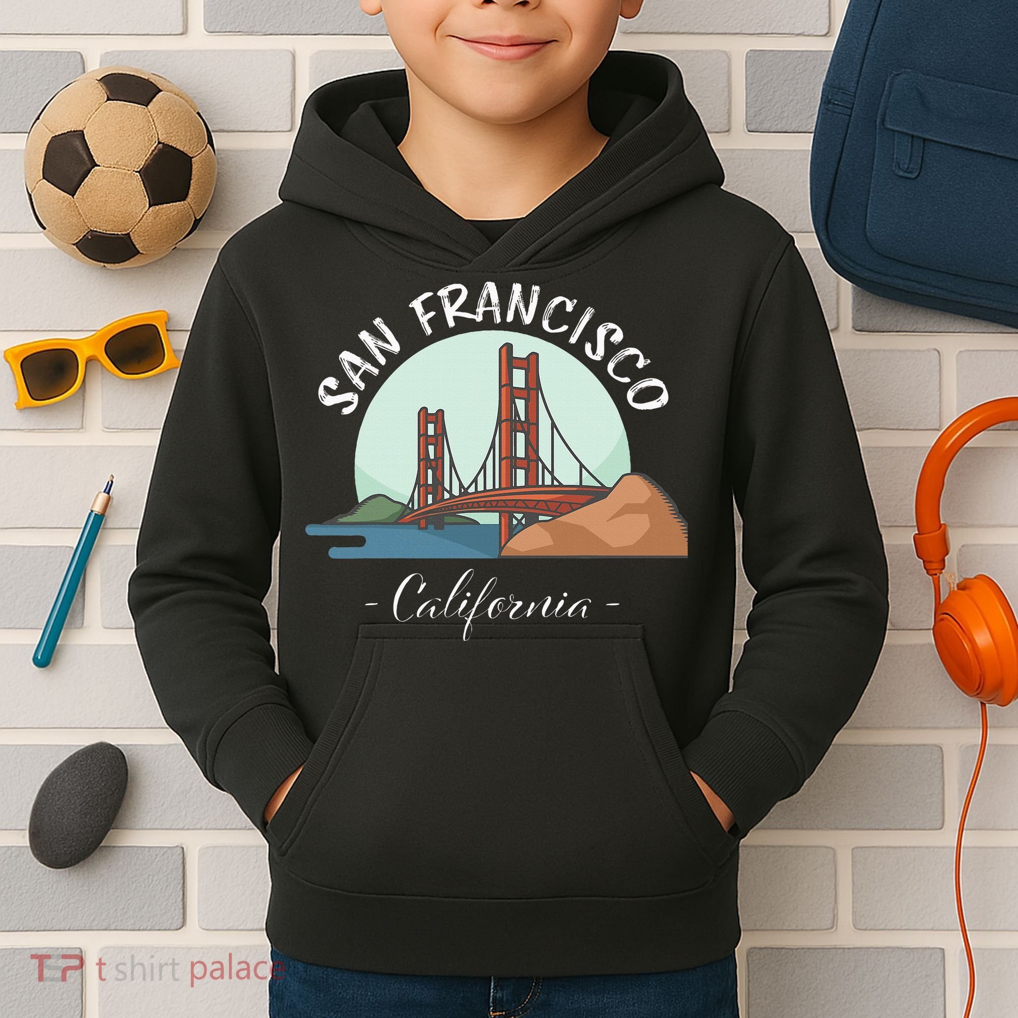 California San Francisco Gift Golden Gate Bridge Souvenir Kids Hoodie