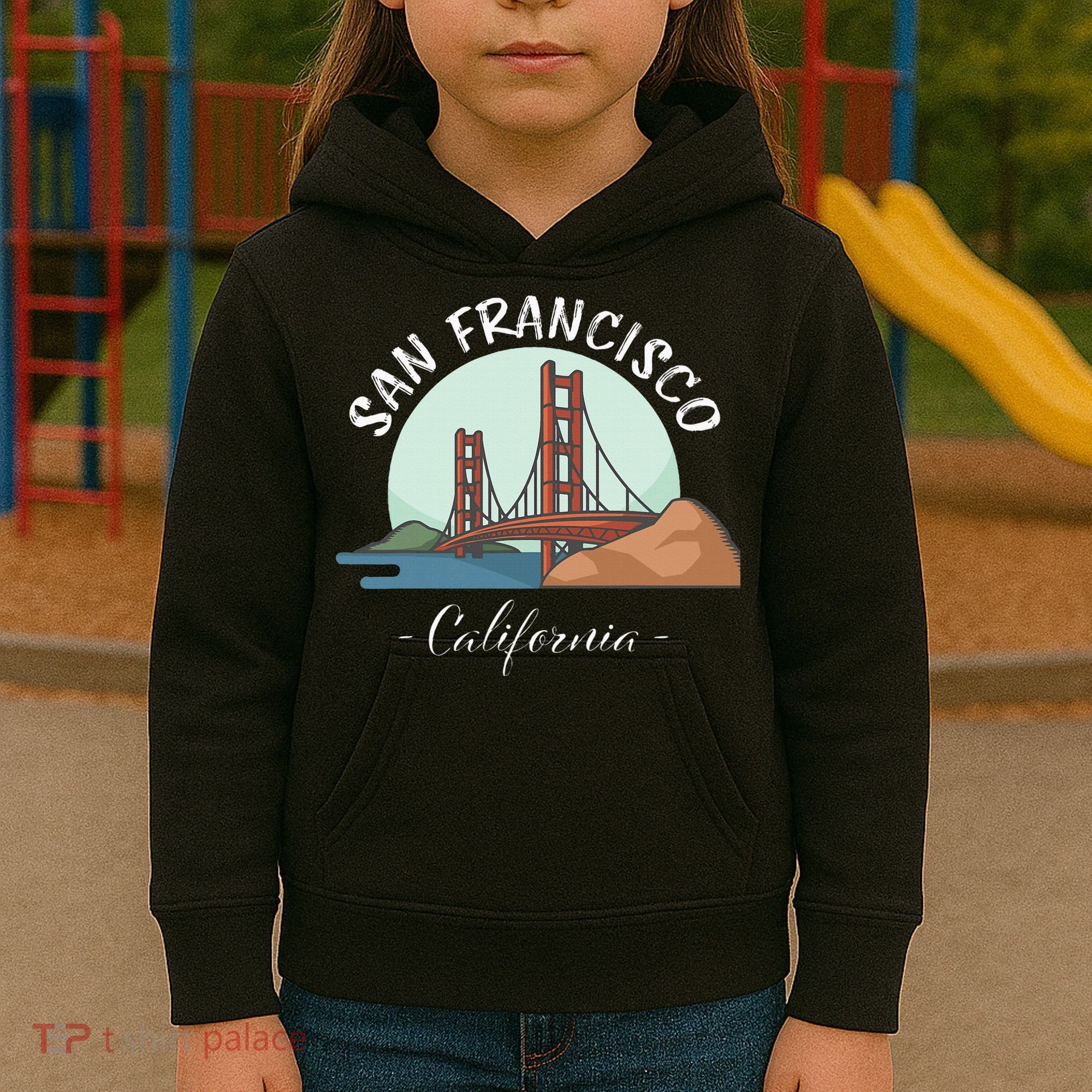 California San Francisco Gift Golden Gate Bridge Souvenir Kids Hoodie