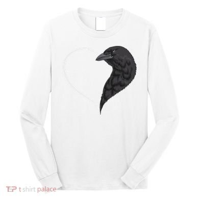 Crow S For Women Heart Cute Crow Long Sleeve Shirt