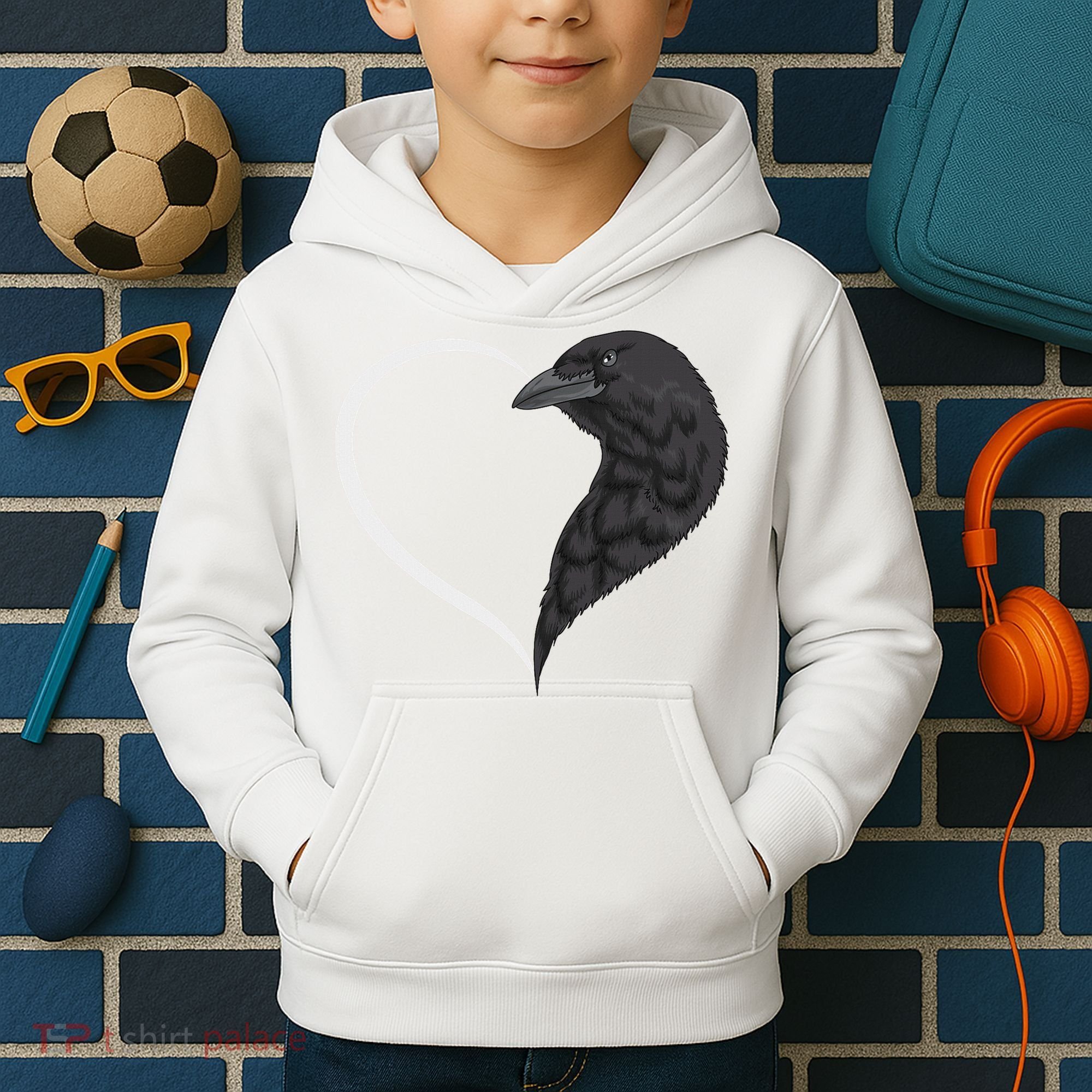 Crow S For Women Heart Cute Crow Kids Hoodie